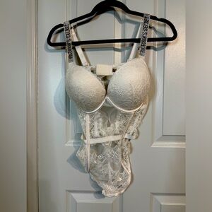 Victoria’s Secret Bridal Lace Bodysuit Lingerie XL